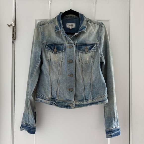 Paige light blue distressed denim jean jacket - Small - Picture 2 of 4